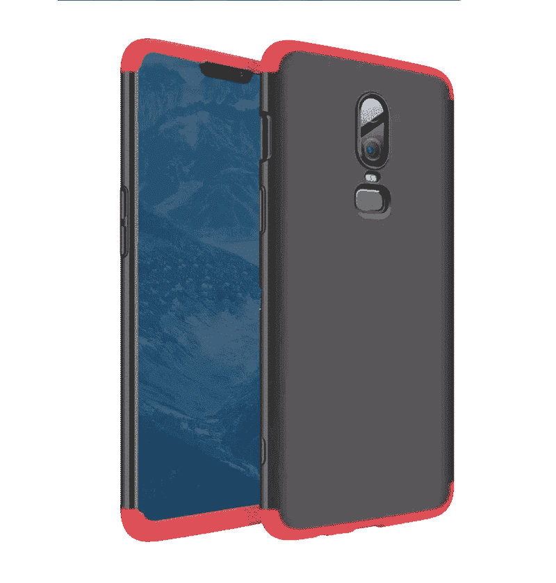 OnePlus 6T 360 beskyttelsescover Sort/Rød