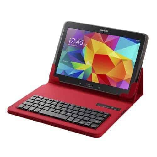 Dansk Bluetooth Tastatur Med Læder Etui Til Ipad Air 1 – Rød