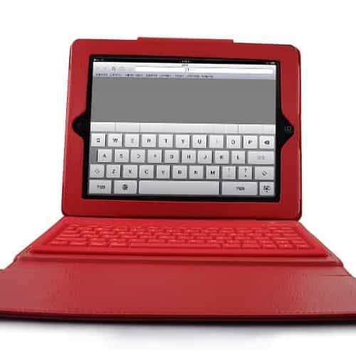 Ipad 1/2/3/4 -dansk Layout Tastatur Pro Bluetooth M. Læder Cover Og Stand – Rød
