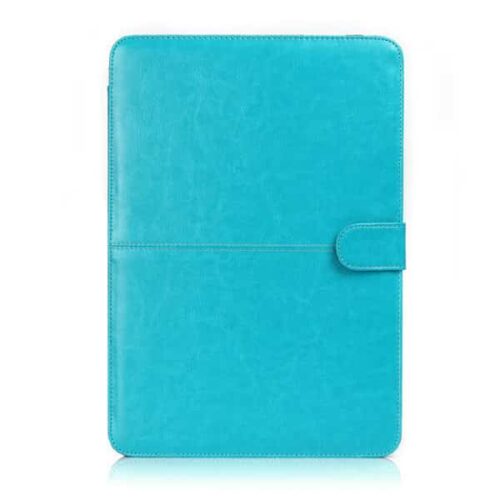 a blue leather tablet case