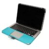 a laptop with a blue cover