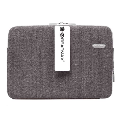 Macbook 15″ – Tweed Laptop Etui Med Lynlås – Sort/grå