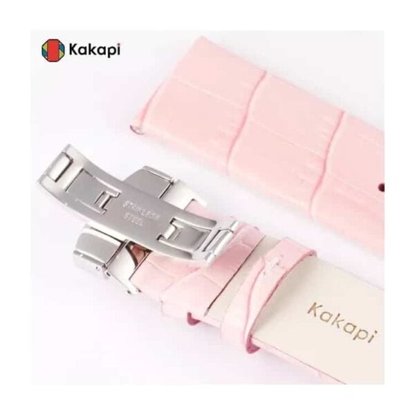 a watch strap with a pink case