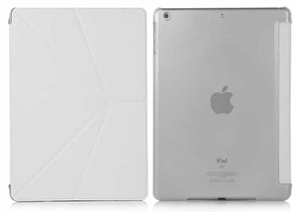 Ipad Air (ipad 5) (a1474, A1475, A1476) - Transformer Foldet Pu Læder Stand Cover - Hvid