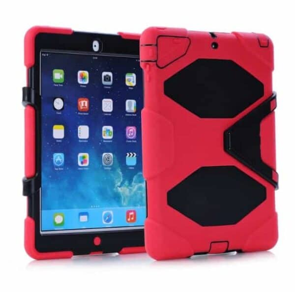 ipad air (ipad 5) (a1474, a1475, a1476) – 3 lag hard robot design cover med støtteben – rød