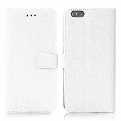 Iphone 6/6s - Litchi Magnetisk Flip Pu  Læder Cover Med Kort Slots - Hvid