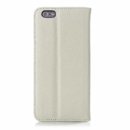 Iphone 6/6s - Elegant Litchi Præget Magnetisk Etui Med Kort Slots - Hvid