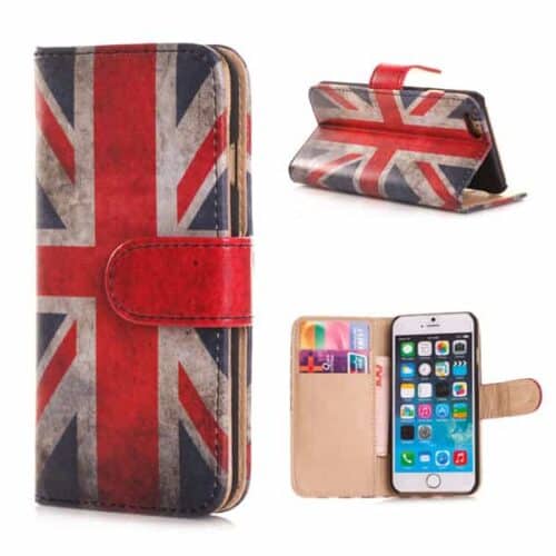 Iphone 6/6s - Etui I Pu Læder I Klassisk Britisk Flag Design Med Kort Slots