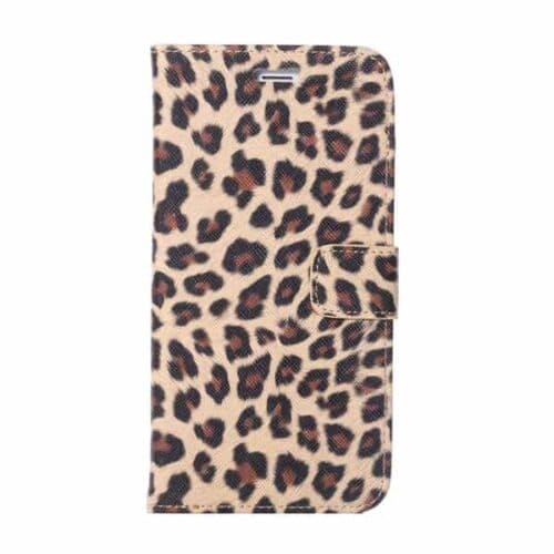 Iphone 6/6s  Plus - Leopard Mønster Pu Læder Cover Med Kort Slots - Mørkebrun