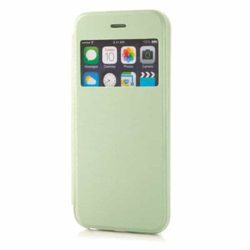 Iphone 6/6s  Plus - Ultra Tynd Pu Læder Cover Med View Og Stand - Grøn
