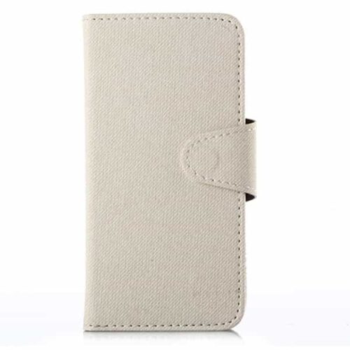 Iphone 6/6s  Plus - Magnetisk Pu Læder Cover Med Kort Slots Og Denim Fabric - Hvid