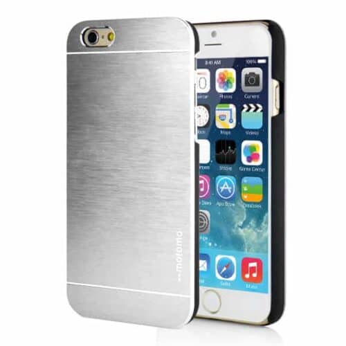 Iphone 6 - Hard Back Etui Med Børstet Metal Design - Sølv