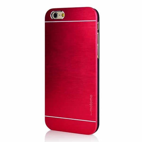 Iphone 6 Plus - Hard Back Etui Med Børstet Metal Design - Rød