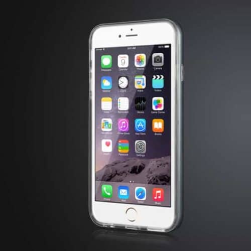 Iphone 6 - Transparent Tpu Etui Med Metal Bumper - Grå