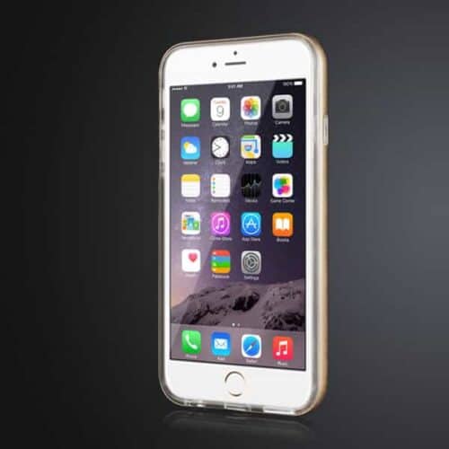 Iphone 6/6s Plus – Transparent Tpu Etui Med Metal Bumper – Guldfarve