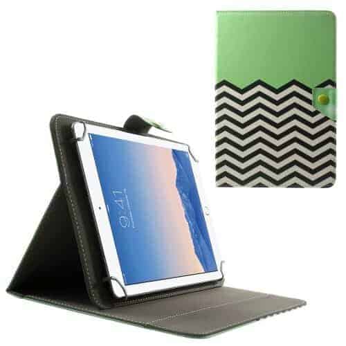 Ipad / Galaxy Note 10.1 - Universal Læder Flip Etui - Grøn Chevron