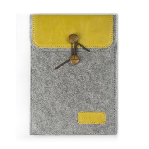 Ipad Air 2 (a1566, A1567) - J.m.show Envelope Pu Læder Uldgarn Cover Taske - Gul