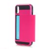 Iphone X - Plastik Og Gummi Hybrid Cover Med Kreditkort Holdere - Pink