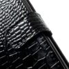 Iphone X - Kunstlæder Pung Etui Med Krokodille Textil Og Håndrem - Sort