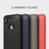 Iphone X - Blødt Gummi Cover Med Børstet Kulfiber Textil Look - Sort