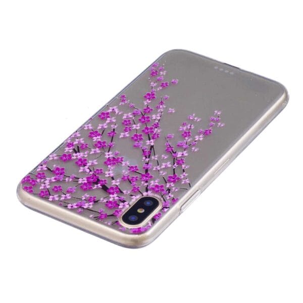 Iphone X - Blødt Gummi Cover Transparent Med Præget Mønster - Drømmeblomster