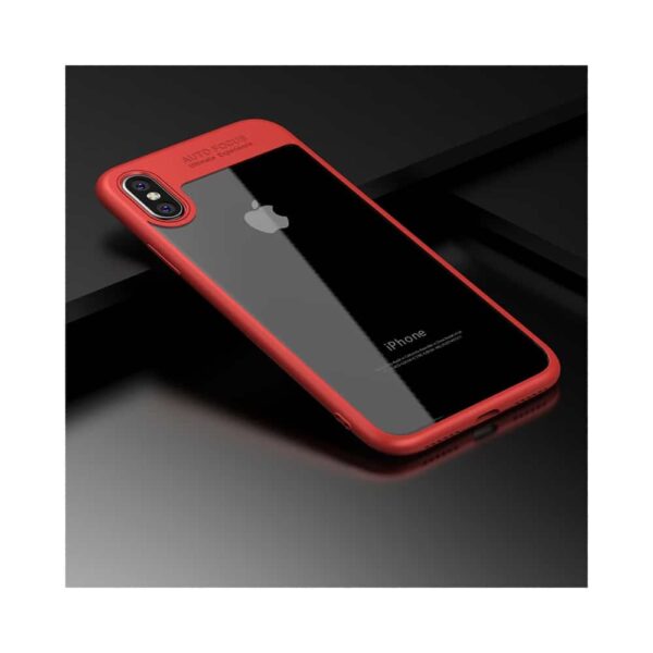 Iphone X - Gummi Ramme Og Klart Akryl Cover - Rød