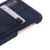 Iphone X - Hard Plastik Cover Med Overtrukket Ægte Læder Textil - Mørkeblå