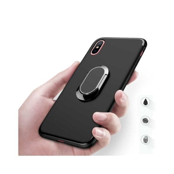 Iphone X - Mat Gummi Cover Med Magnetisk Stå-funktion - Sort