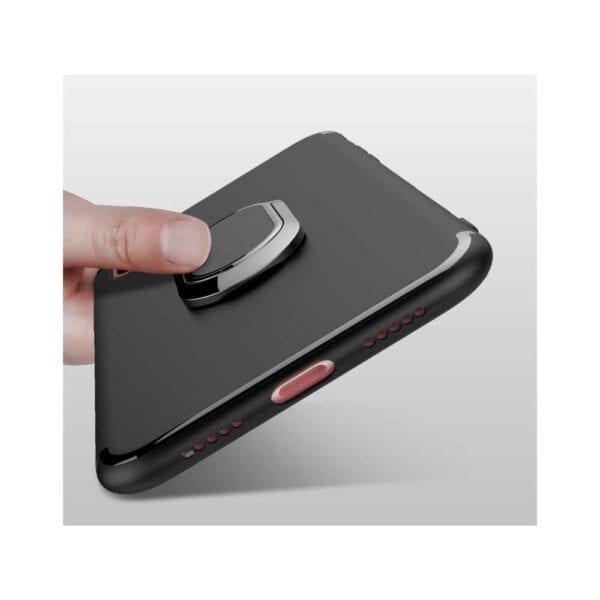 Iphone X - Mat Gummi Cover Med Magnetisk Stå-funktion - Sort