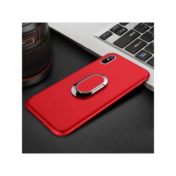 Iphone X - Mat Gummi Cover Med Magnetisk Stå-funktion - Rød