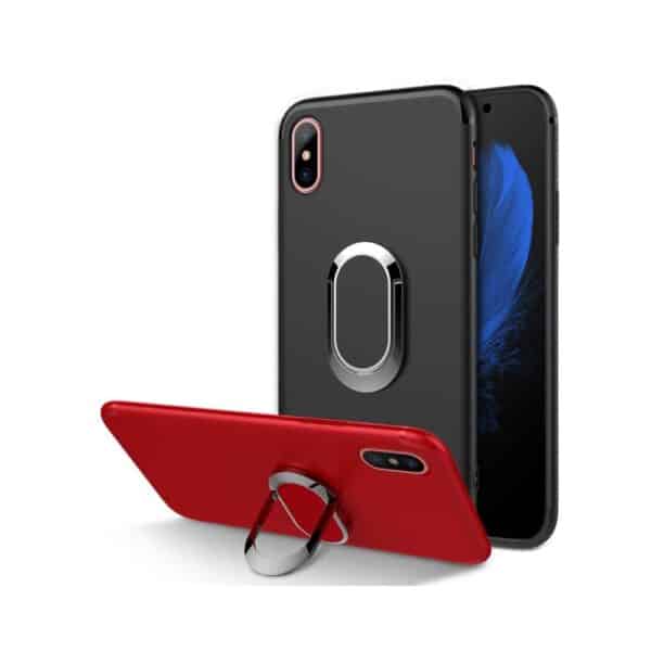 Iphone X - Mat Gummi Cover Med Magnetisk Stå-funktion - Rød