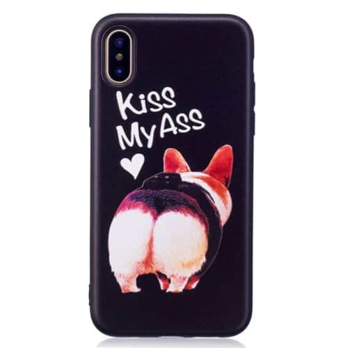 Iphone X – Mat Gummi Cover Med Præget Mønster – Kiss My Ass