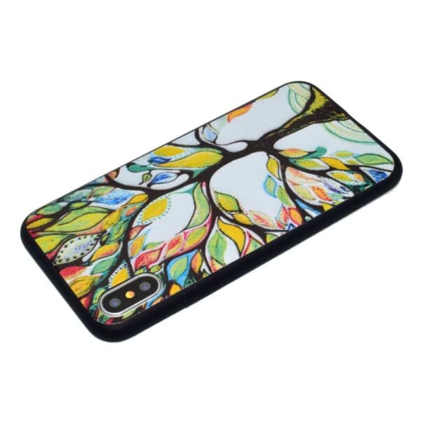 Iphone X - Gummi Cover Med Ultra Tyndt Design Og Printet Mønster - Træ Med Farverige Blade
