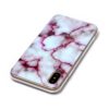Iphone X - Gummi Cover Med Marmor Mønster - Rosa