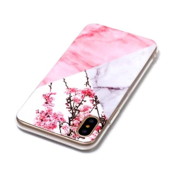 Iphone X - Gummi Cover Med Marmor Mønster - Drømmeblomst