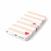 Iphone 7 Plus - Mønstret Pu Læder Pung Etui - Røde Hjerter Og Striper