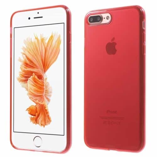 Iphone 7 Plus - Klart Blankt Gummi Tpu Cover - Rød
