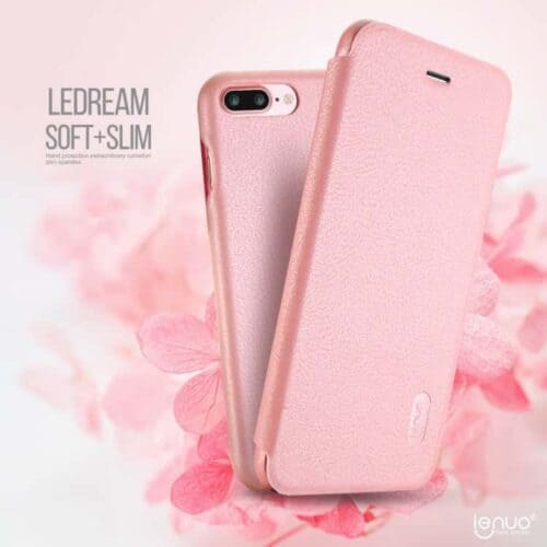 Iphone 7 Plus – Lenuo Ledream Tyndt Pu Læder Flip Cover – Pink