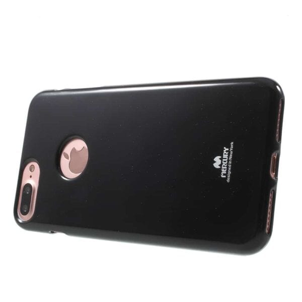 Iphone 8 Plus - Gummi Cover Med Funklende Pulver Design - Sort