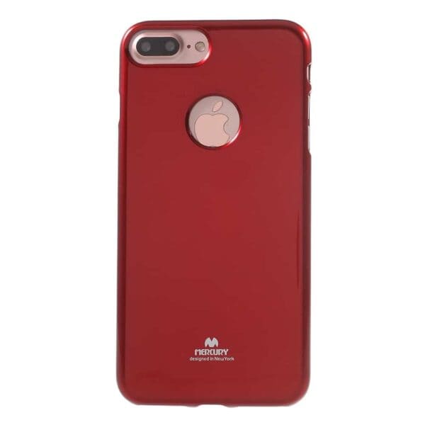 iphone 8 plus – gummi cover med funklende pulver design – rød