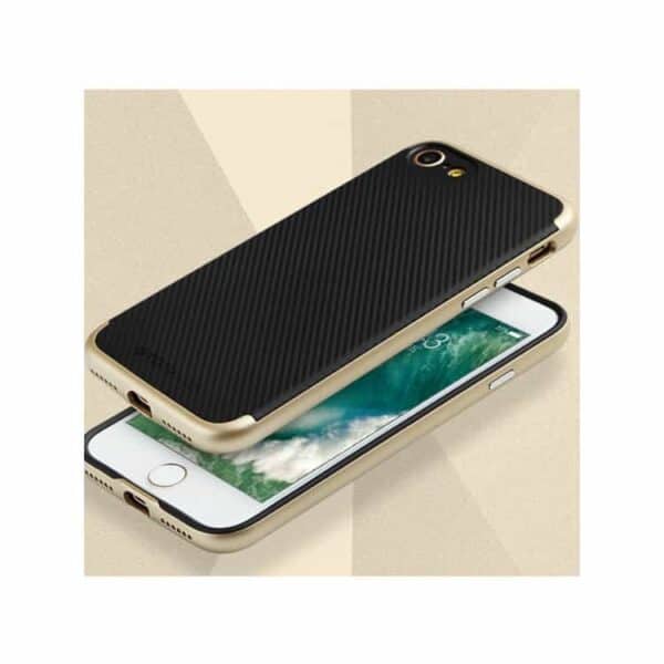Iphone 7 – Totu Carbon Fiber Pc + Tpu Hybrid Etui – Guldfarve