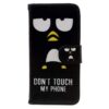 iphone 8 – kunstlæder etui pung med printet mønster og håndrem – do not touch my phone