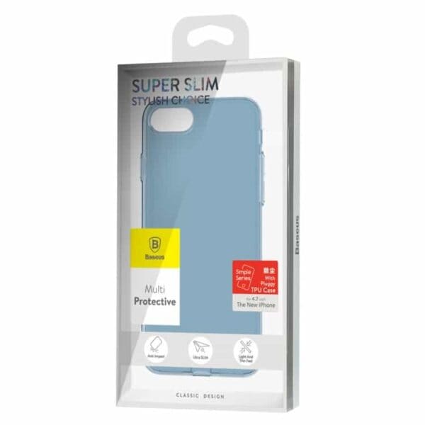 Iphone 7 - Baseus Simple Series Klart Tpu Cover Med Støvplug - Blå