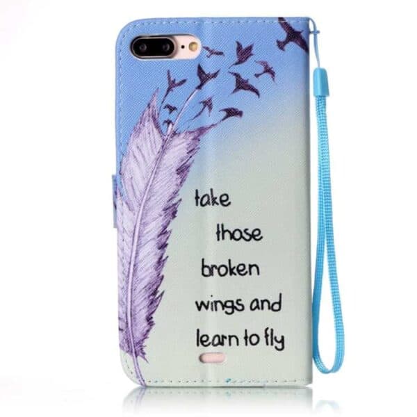 Iphone 7 Plus - Pung Stand Pu Læder Etui - Take Those Broken Wings And Learn To Fly