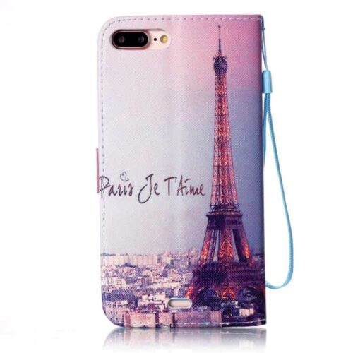 Iphone 7 Plus - Pung Stand Pu Læder Etui - Eiffeltårnet