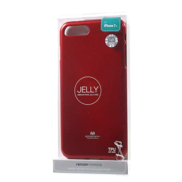Iphone 8 Plus - Gummi Cover Med Funklende Pulver - Rød