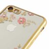 iphone 7 – krystal blomster mønster galvaniseret tpu cover – guldfarve