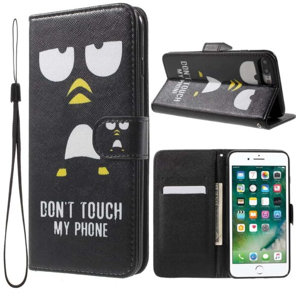 Iphone 8 Plus - Kunstlæder Etui Pung Med Håndrem - Do Not Touch My Phone