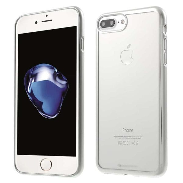 Iphone 8 Plus - Klart Gummi Cover - Mercury Goospery - Sølv
