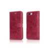 iphone 8 plus – indre gummi cover og kunstlæder etui 2-i-1 – rosa